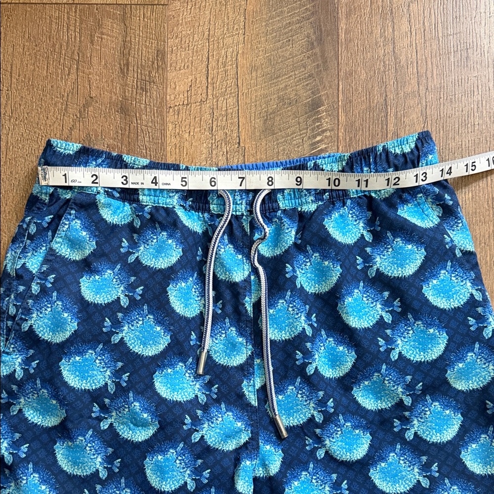 Peter Millar Navy and Light Blue Patterned Swim Shorts - Picture 2 of 10